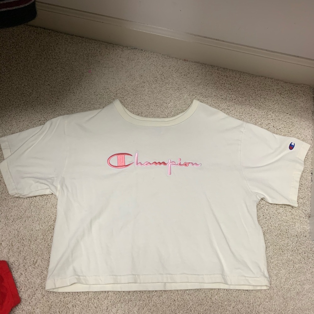 embroidered champion cropped tee